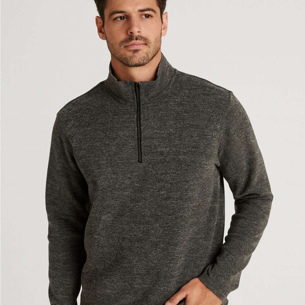 GAP Quarter Zip Pullover Sweater Mens XL Heather Dark Gray Mock Neck Sweatshirt